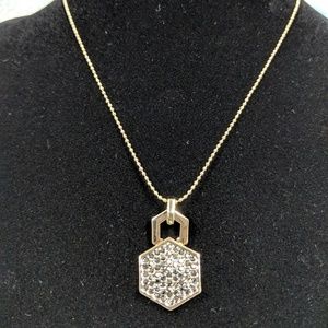Gold CoCo Lane Hematite Pave Pendant Necklace 17"